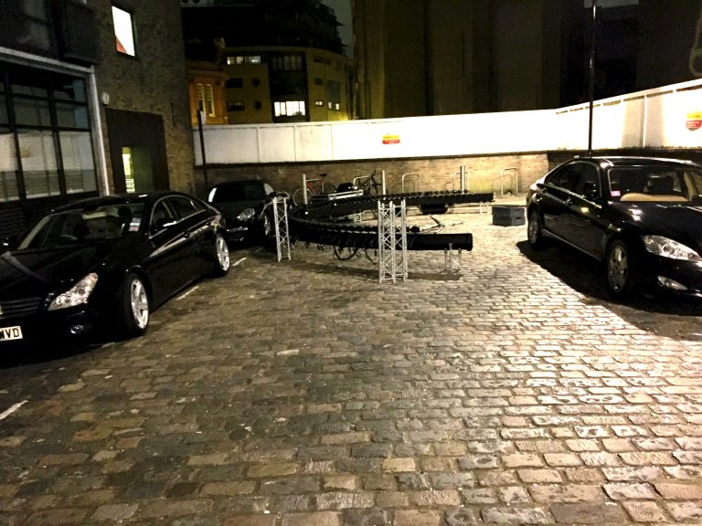 We lifted the entire bullet time rig over ambassadors Maseratis, Limousine Mercedes, and Porches... very carefully!