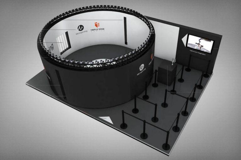 Mock up of 360 bullet time rig at Microgaming show