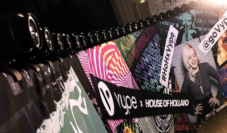 Example of booth printing for Vype & House of Holland