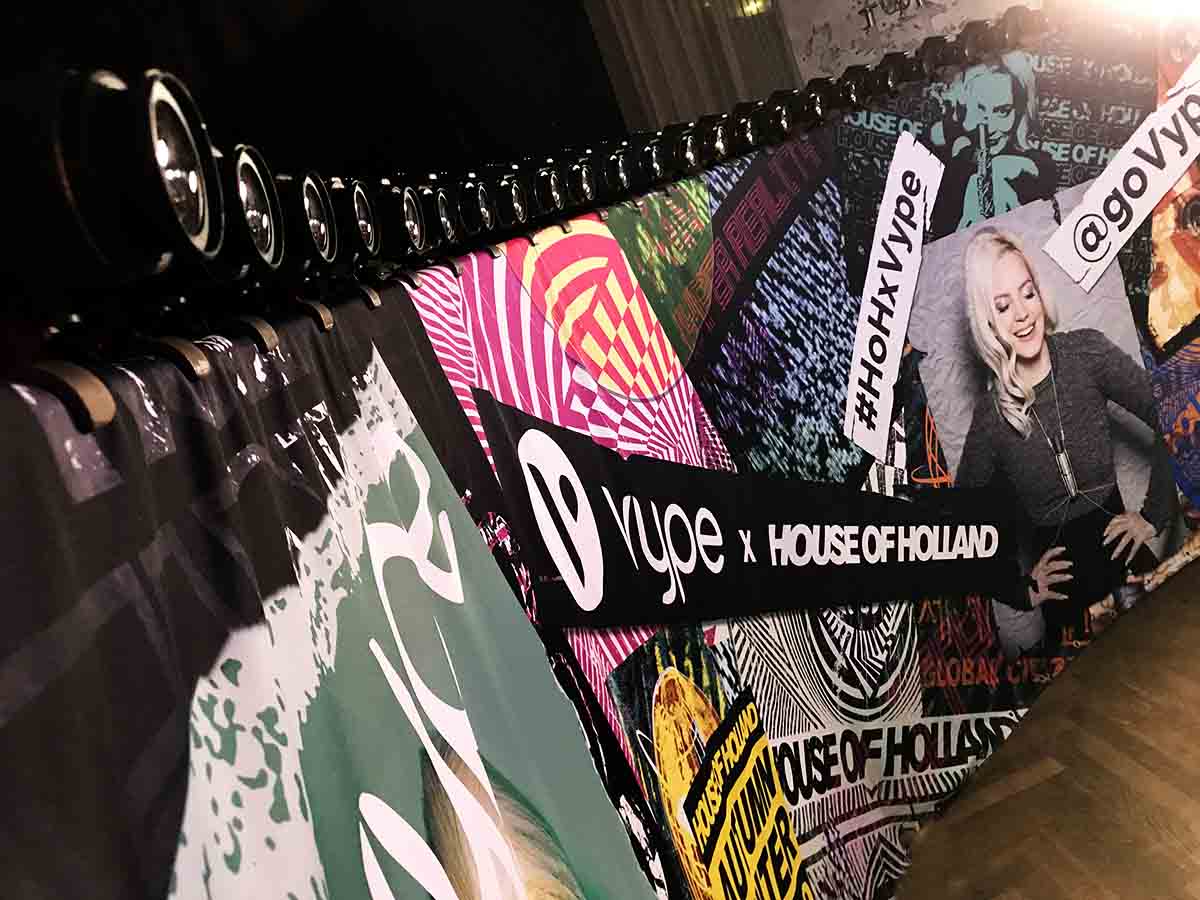 Example of booth printing for Vype & House of Holland