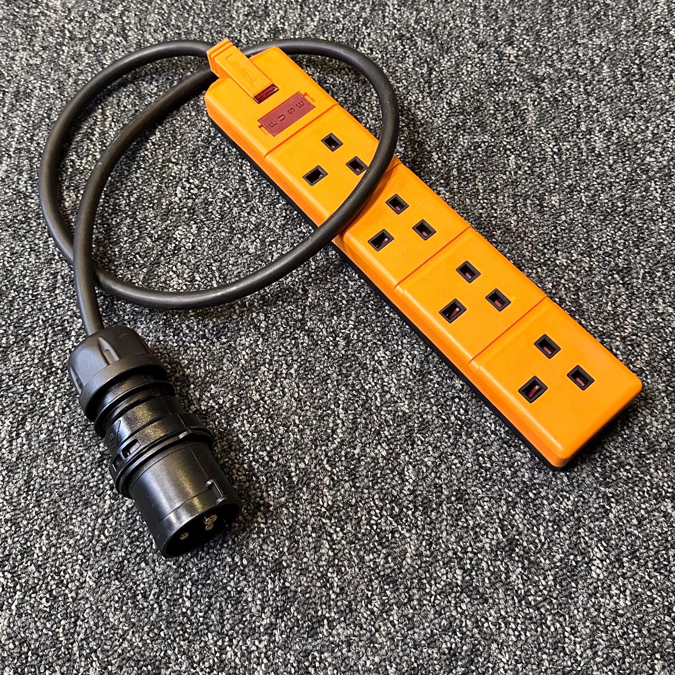 16 amp to 4 Gang 13amp trailing socket